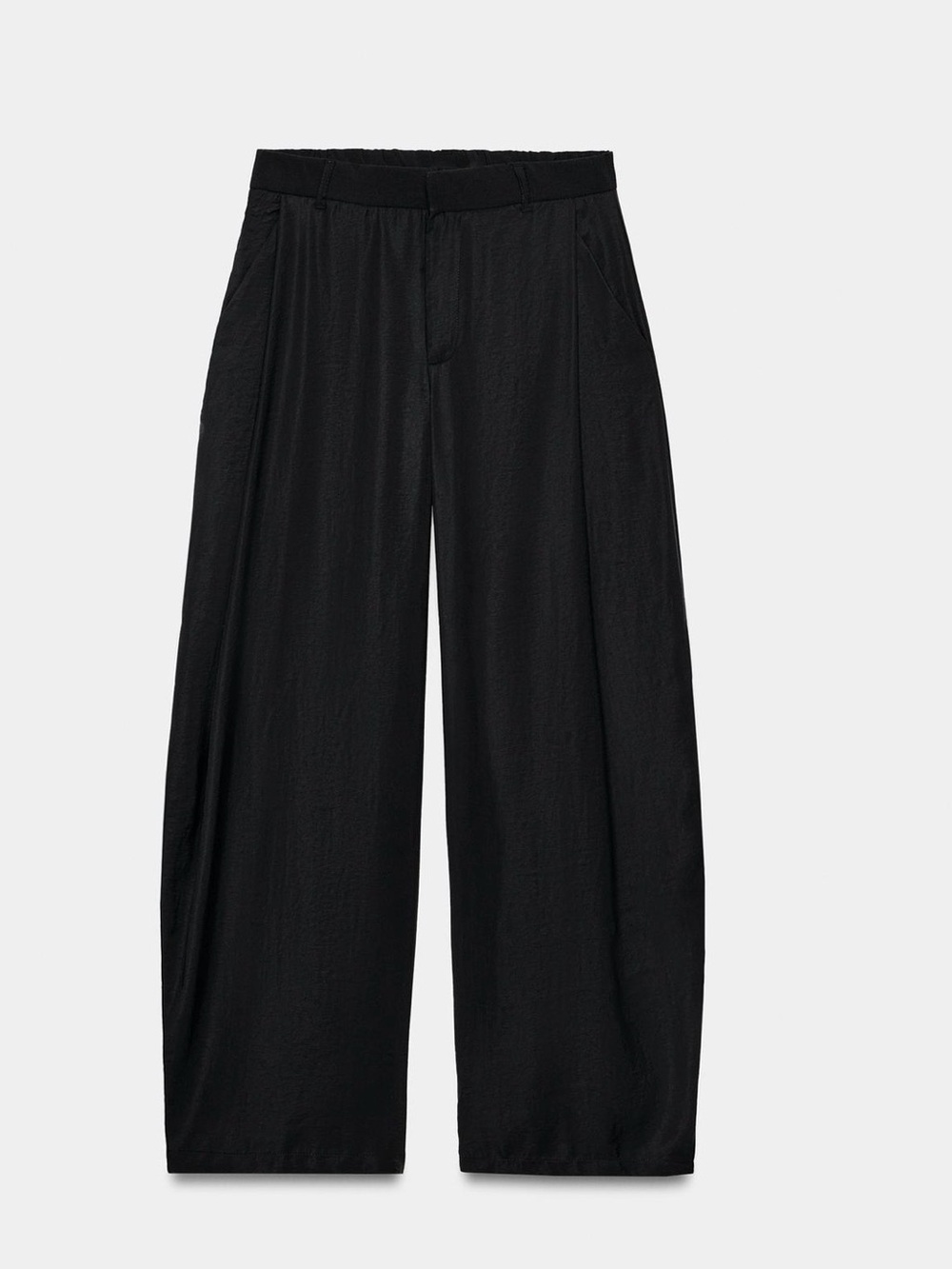 Zara Black barrel leg Flowy pants
